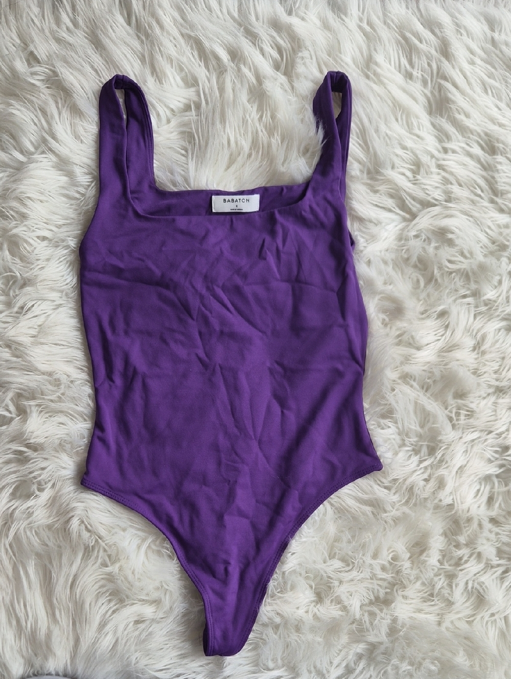Aritzia Babaton Purple Square Neck Sleeveless Bodysuit